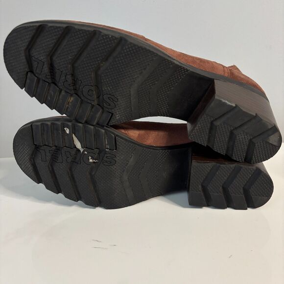 Sorel Women Cate Cut Out Bootie Ankle Boot Block Heel Round Toe Brown Size 8 - Picture 7 of 8